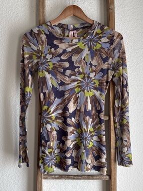 Sweet Pea by Stacy Frati Y2K Floral Mesh Top Sz: Med